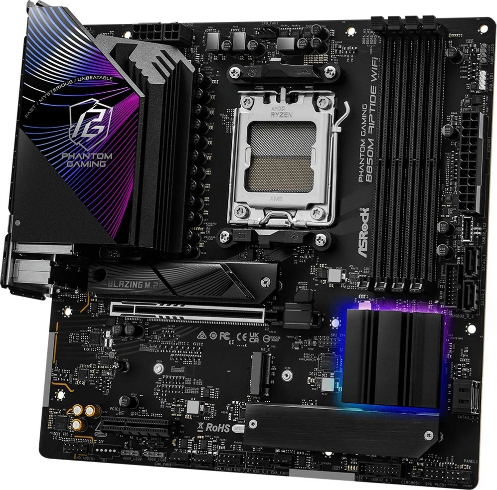 Matična plošča Phantom Gaming B850M Riptide WiFi Asrock, Socket AM5, micro ATX, črna