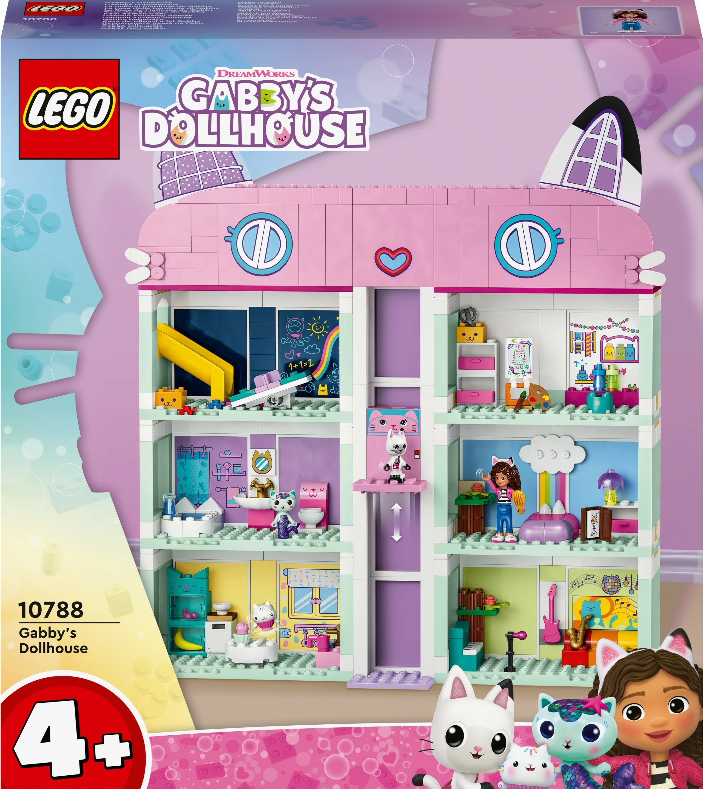 Igralni set Gabby's Dollhouse LEGO 10788, 498 delov, večbarven
