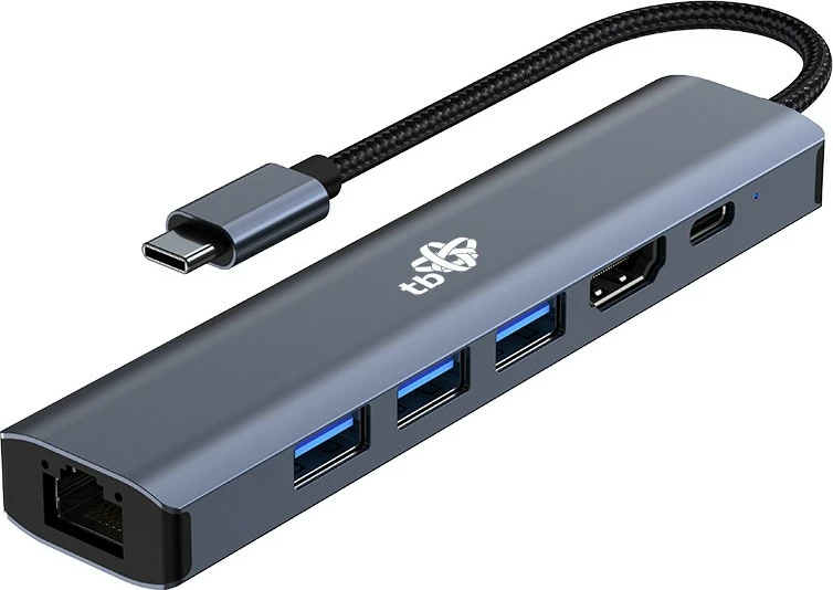Adapter USB-C 6 v 1 TB, HDMI, 3x USB 3.0, PD, RJ-45, grafit