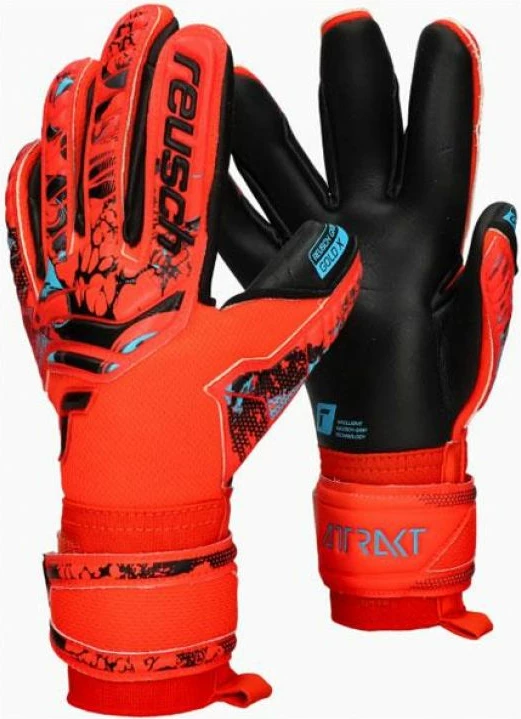 Rokavice za vratarja za otroke, črne in rdeče — Reusch Attrakt Gold X Jr 5372955-3333