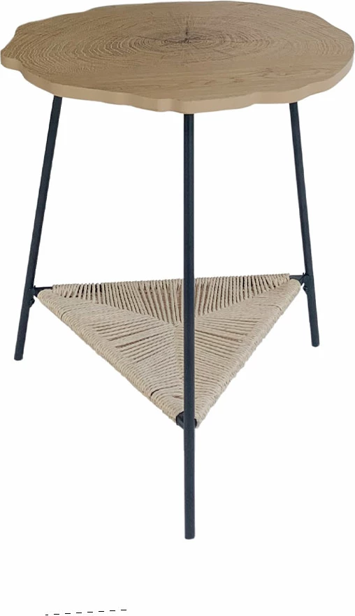 Stranska mizica Tree, naravna in črna, 46x46x52