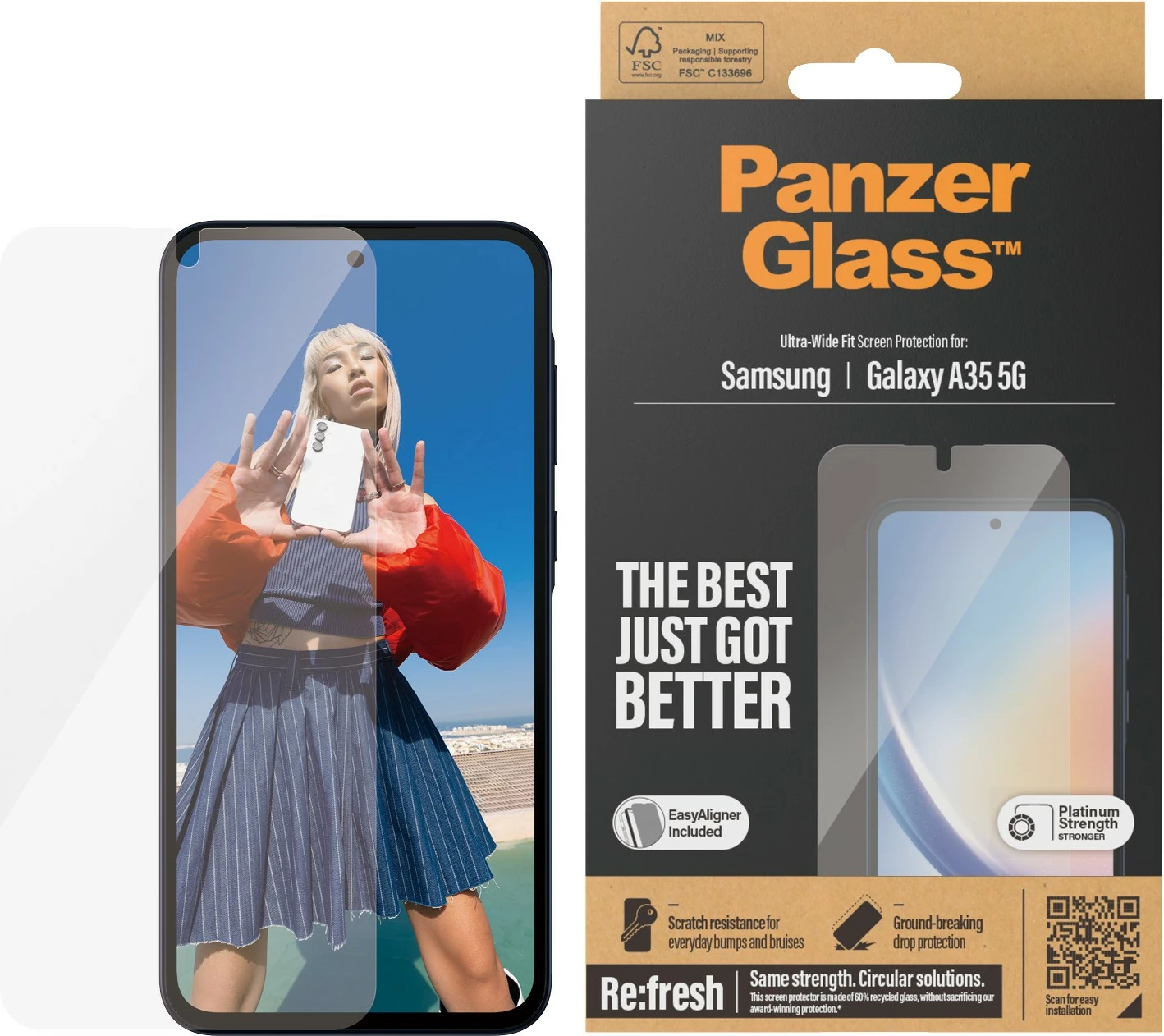 Zaščita zaslona PanzerGlass za Samsung A35 5G, prozorna