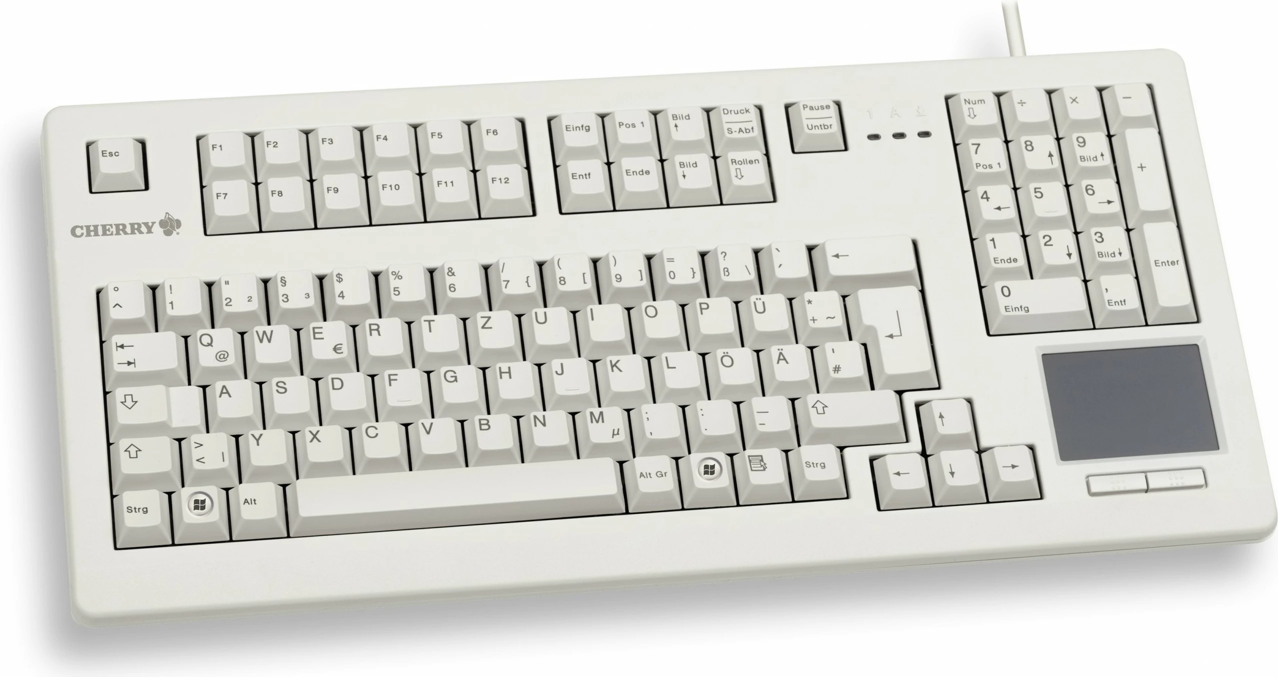 Mekančna tipkovnica Cherry TouchBoard G80-1190, polna velikost, žična, USB, QWERTZ, siva