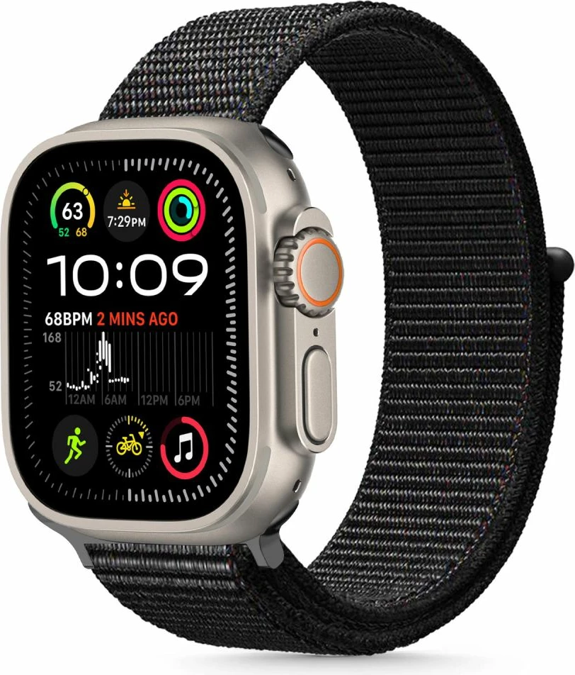 Najlonski pašček za Apple Watch, Tech-Protect, 44/45/46/49 mm, črn