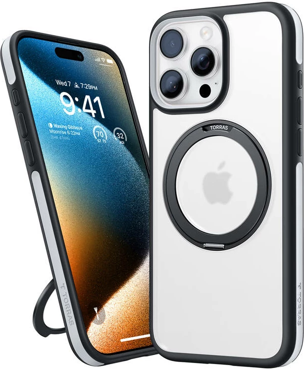 Ovitek z vrtljivo zanko 360° Torras Ostand R Fusion za iPhone 16 Pro, črn