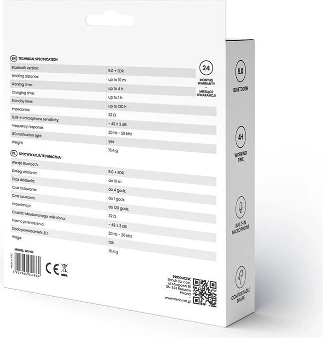 Slušalke Bluetooth Savio WE-03