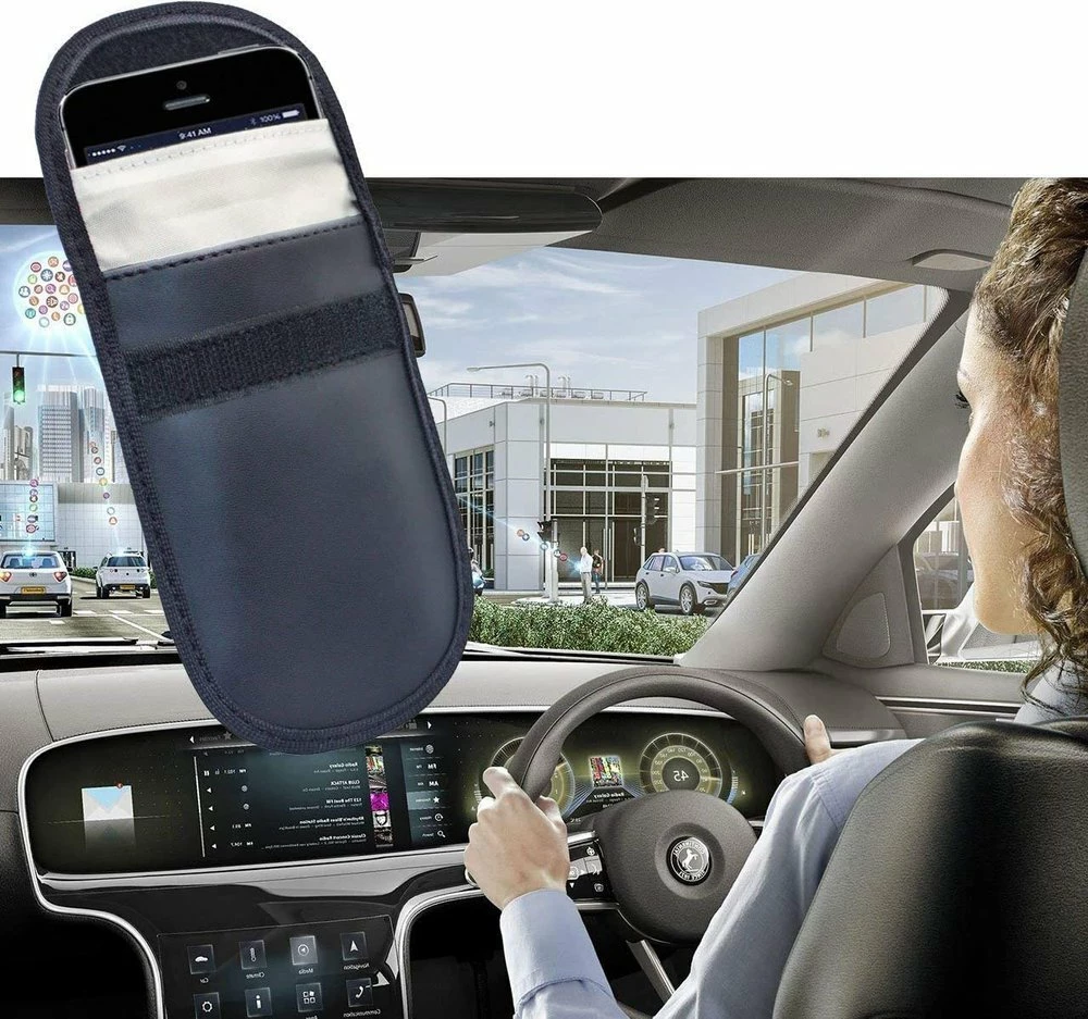 Zaščitni ovitek proti kraji za avtomobilske ključe Hurtel, Faraday škatla, 14x10 cm, črn