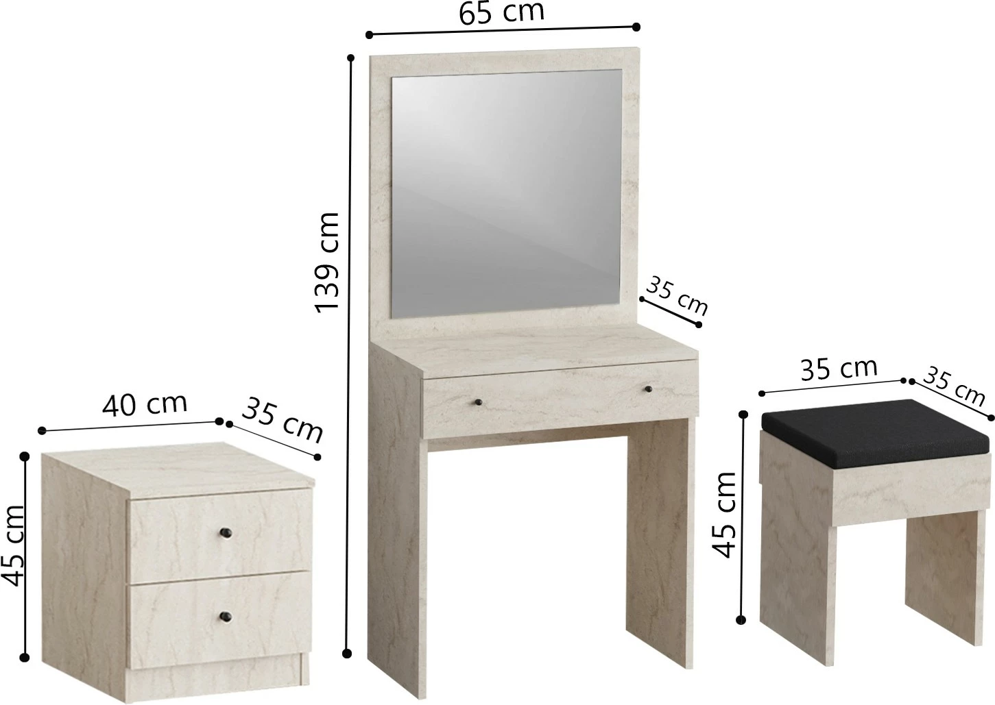 Komplet toaletne mize Hanah Home Nice, travertin