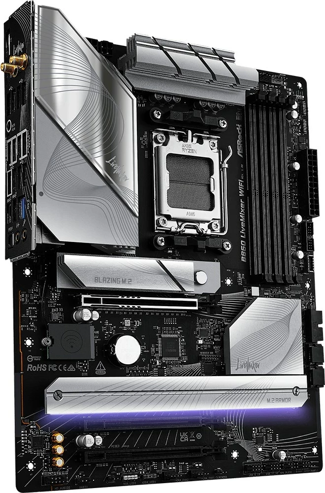 Plošča matična Asrock B850 LiveMixer WiFi, ATX, Socket AM5, 256 GB, črna