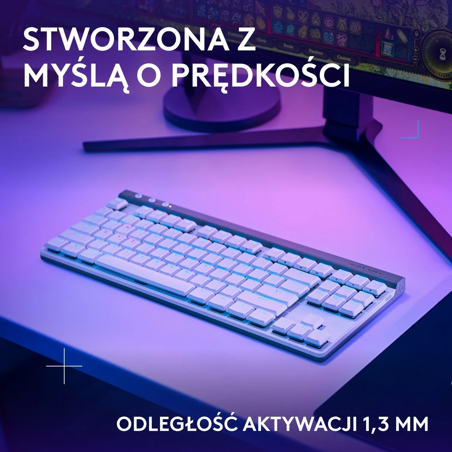 Mehanska tipkovnica Logitech G515 TKL Lightspeed, RGB, brezžična/žična, bela