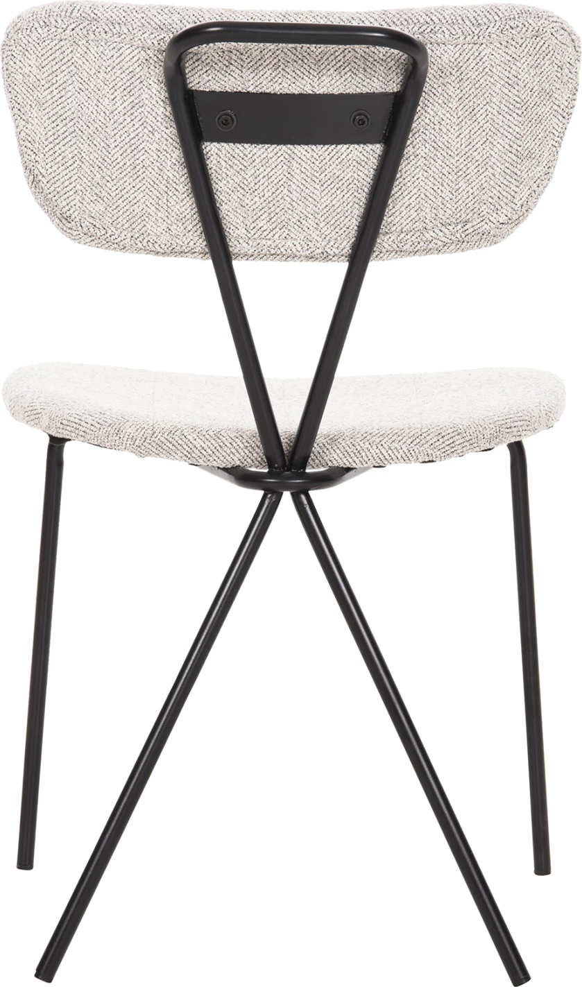 Jedilni stol DORY FH9855.03 kovinski okvir v črni barvi-tkanina v svetlo sivi 48,5x61x76Hcm, set 4 kosov