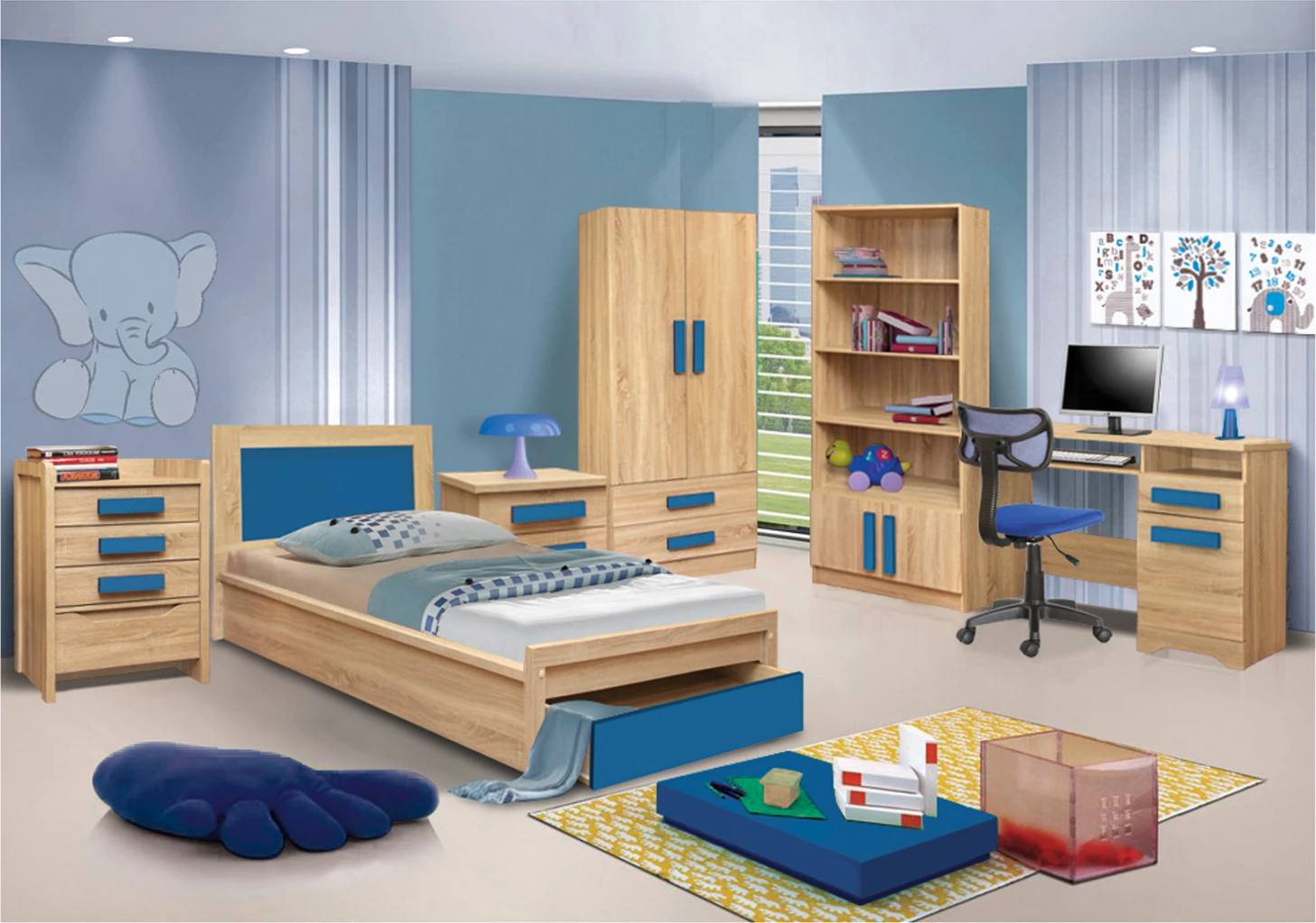 Pisalna miza za igralnico Sonama-Modri ročaji FH11154.01 110X55X76.5