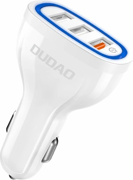 Avto polnilec 3x USB, Quick Charge 3.0, 18 W, bel, Dudao R7S