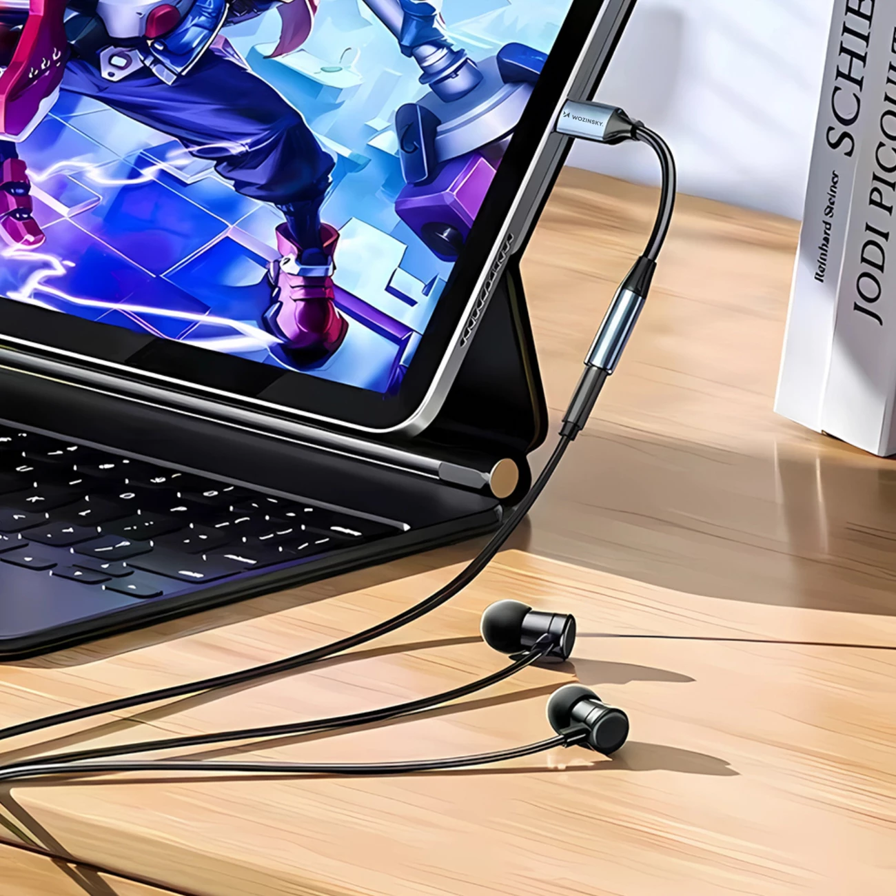 Adapter USB-C na 3,5 mm mini jack, HiFi audio, OMTP/CTIA, aluminij, črn, Wozinsky WACM-01