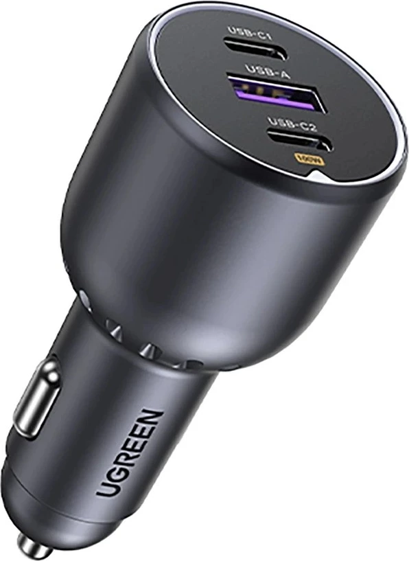 Avtomobilski polnilec 130W, 3 vrata, USB-C/USB-A, siv UGREEN