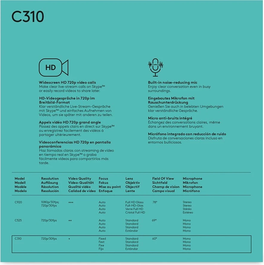 Spletna kamera Logitech C310, črna