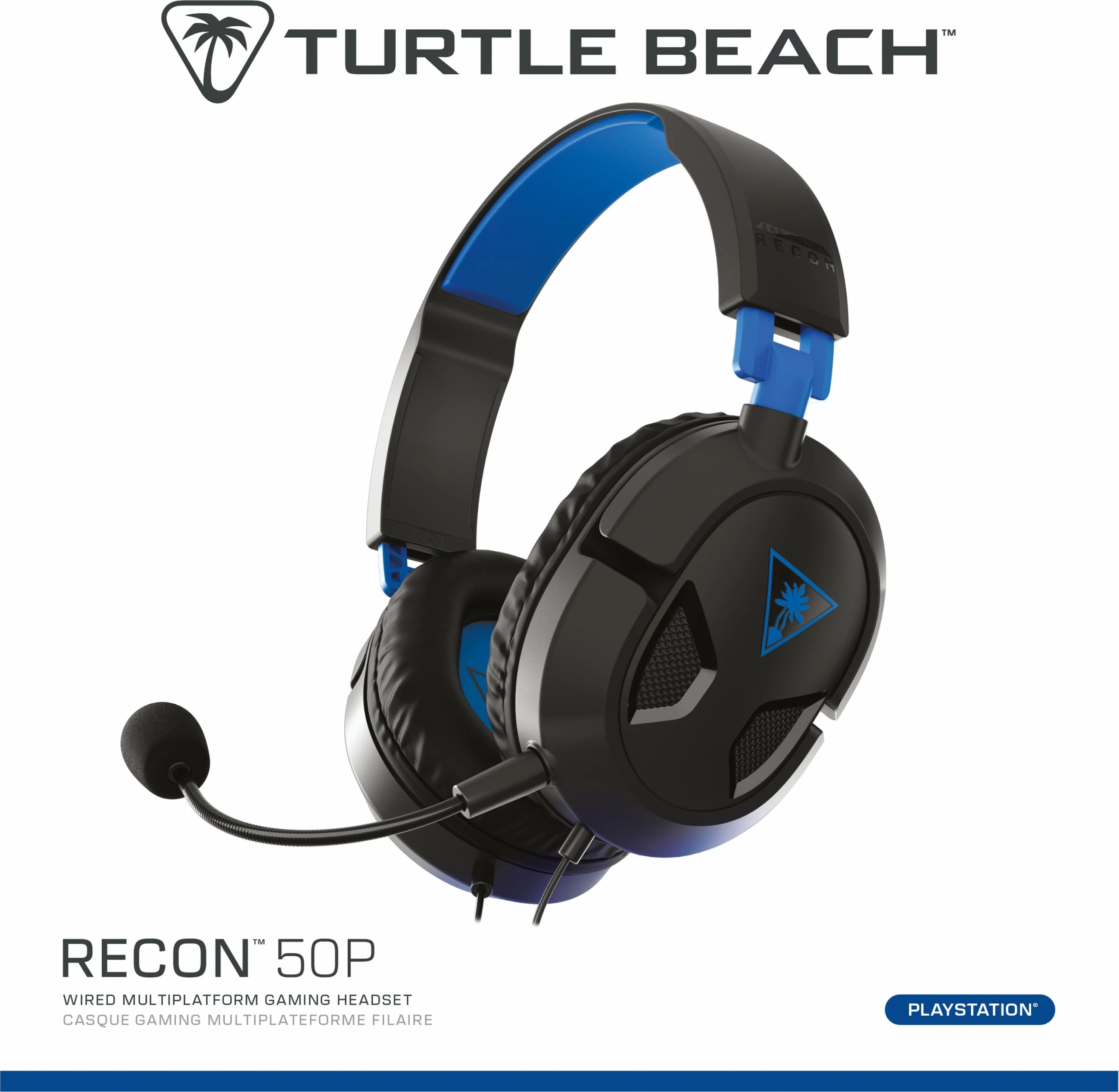 Gaming slušalke Recon 50, Turtle Beach, s kablom, PS4/PS5, črno/modre