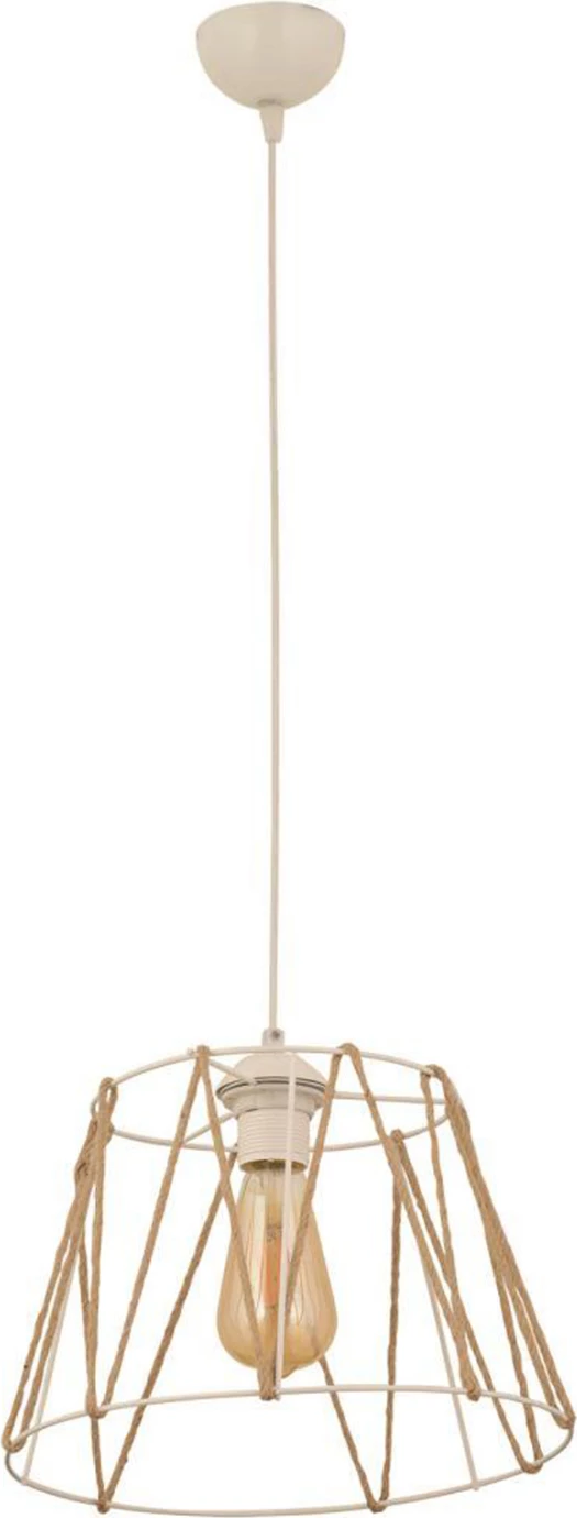 Kovinska stropna svetilka v beli barvi z bež vrvjo FH7566.03 Φ30x81Υ cm