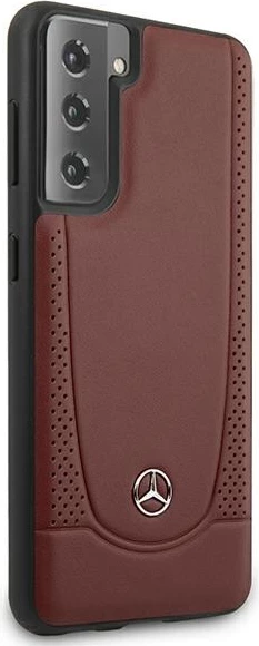 Zaščitni ovitek iz usnja, Mercedes Urban Line za Samsung Galaxy S21+, rdeč