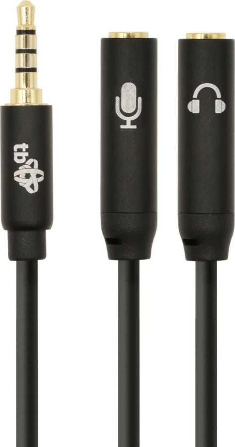 Razdelilni audio kabel TB AKTBXAJ0P2J030B, 3,5 mm moški na 2x 3,5 mm ženski, 30 cm, črn