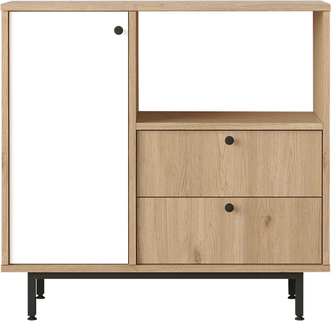 Večfunkcijska omarica, hrast in bela, Skye Decor RE1-SW, 88 x 85 x 35,5 cm