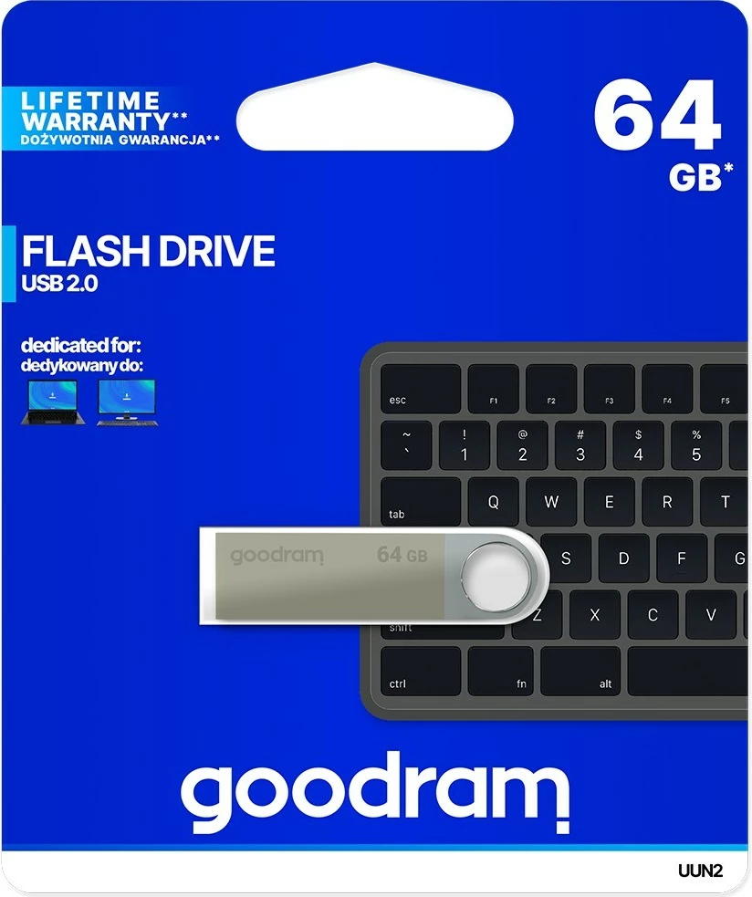 USB ključek 64 GB, USB 2.0, srebrn — Goodram UUN2