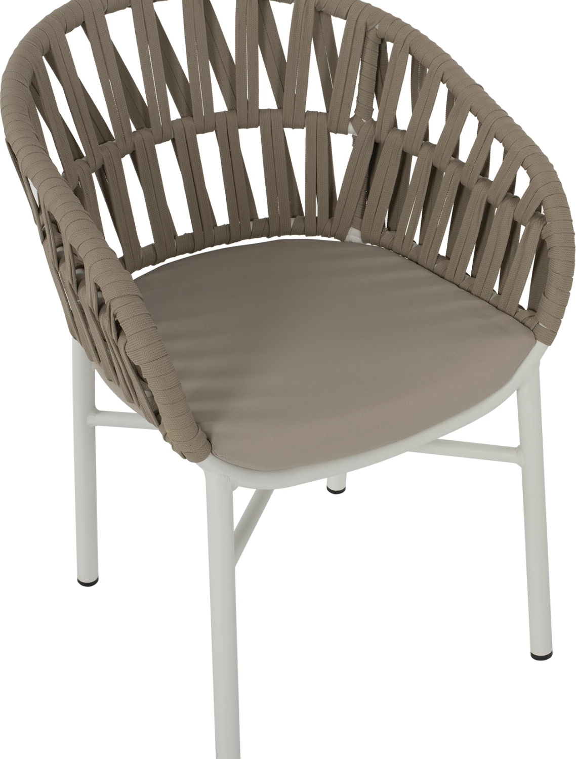 Aluminijasti naslanjač bel z bež vrvjo 57x56x78Η cm FH5857.02