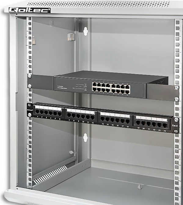 Rack računalniško ohišje 12U, 600 x 450 x 635 mm, za montažo na steno, siv Qoltec
