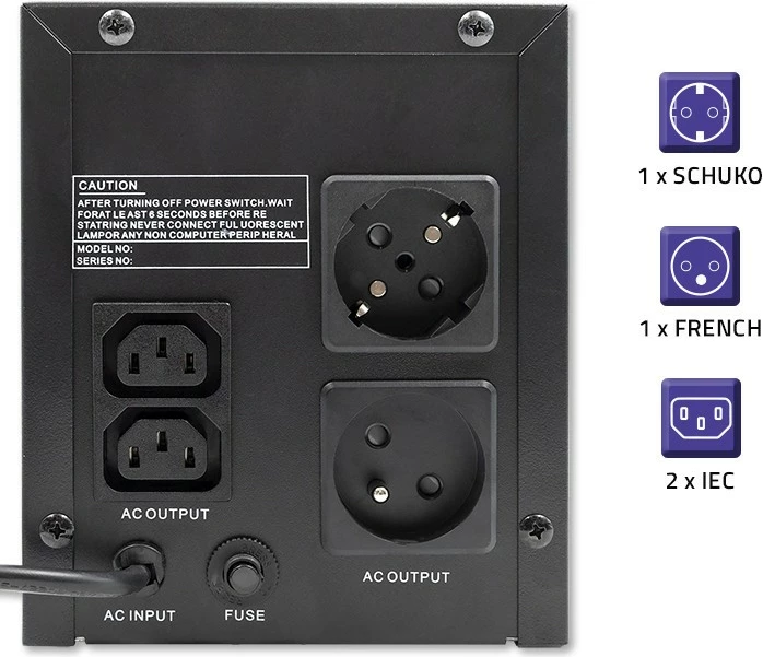 UPS ohišje Qoltec 53775, 1200VA, 720W, črno