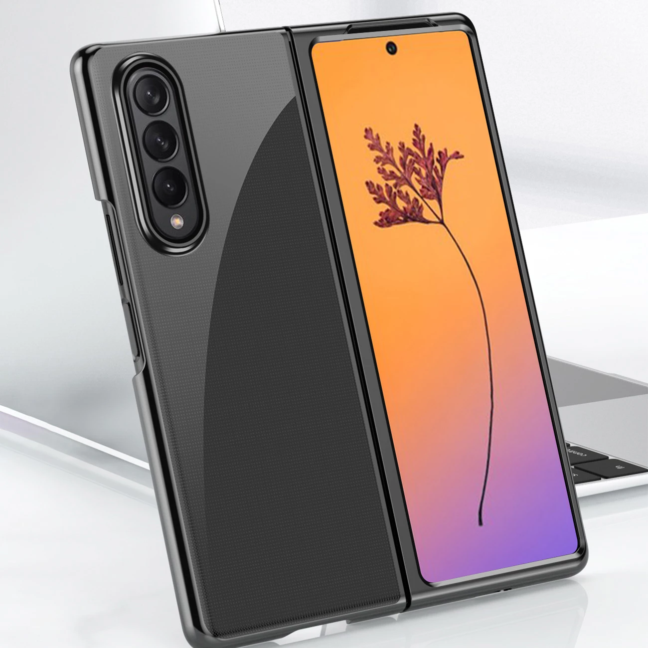 Zaščitna prevleka Hurtel Plating Case za Samsung Galaxy Z Fold 4, PC, kovinska okvirna, rožnata