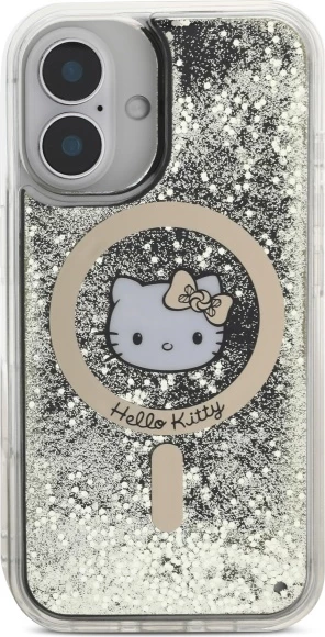 Eleganten zaščitni ovitek z bleščicami Hello Kitty Liquid Glitter Fever MagSafe za iPhone 16, zlata