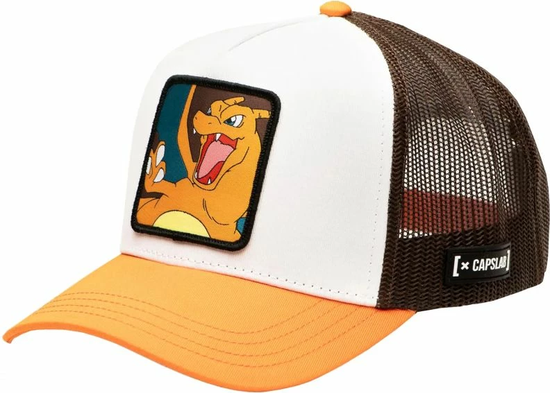 Kapa z motivom Charizard, Capslab, bela-oranžna