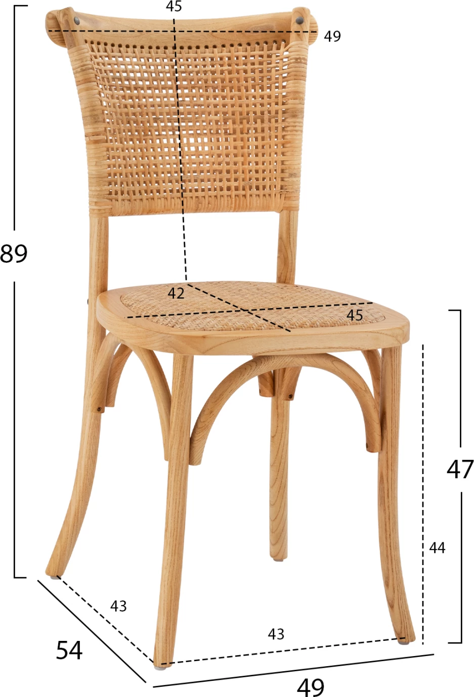 Lesen stol z ratanom v naravnem odtenku FH8752.01 49x54x89cm