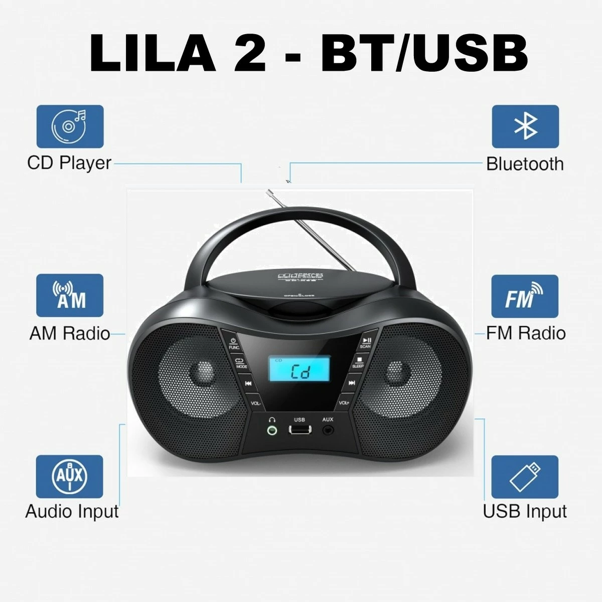 CD radio Eltra LILA2 z USB/BT, srebrn