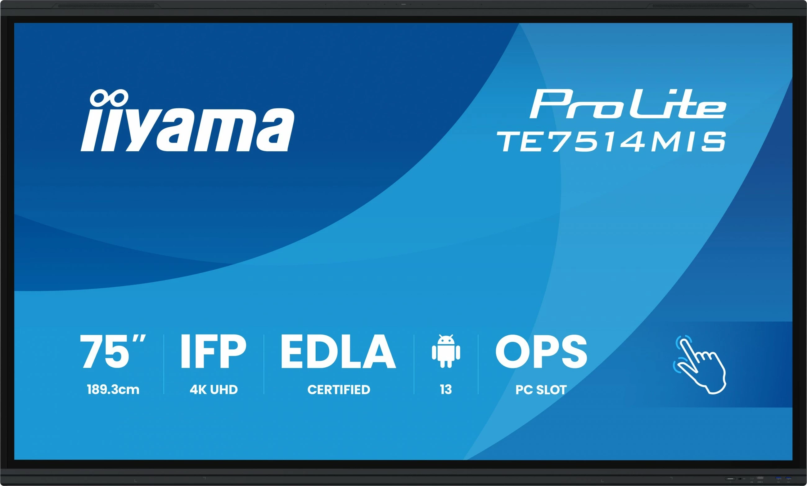 Interaktivni monitor iiyama ProLite TE7514MIS-B2AG, 75-palčni, 4K UHD, Wi‑Fi, črn
