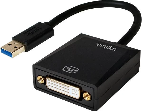 Kab(H)lno priključni adapter USB 3.0 na DVI, LogiLink, črn