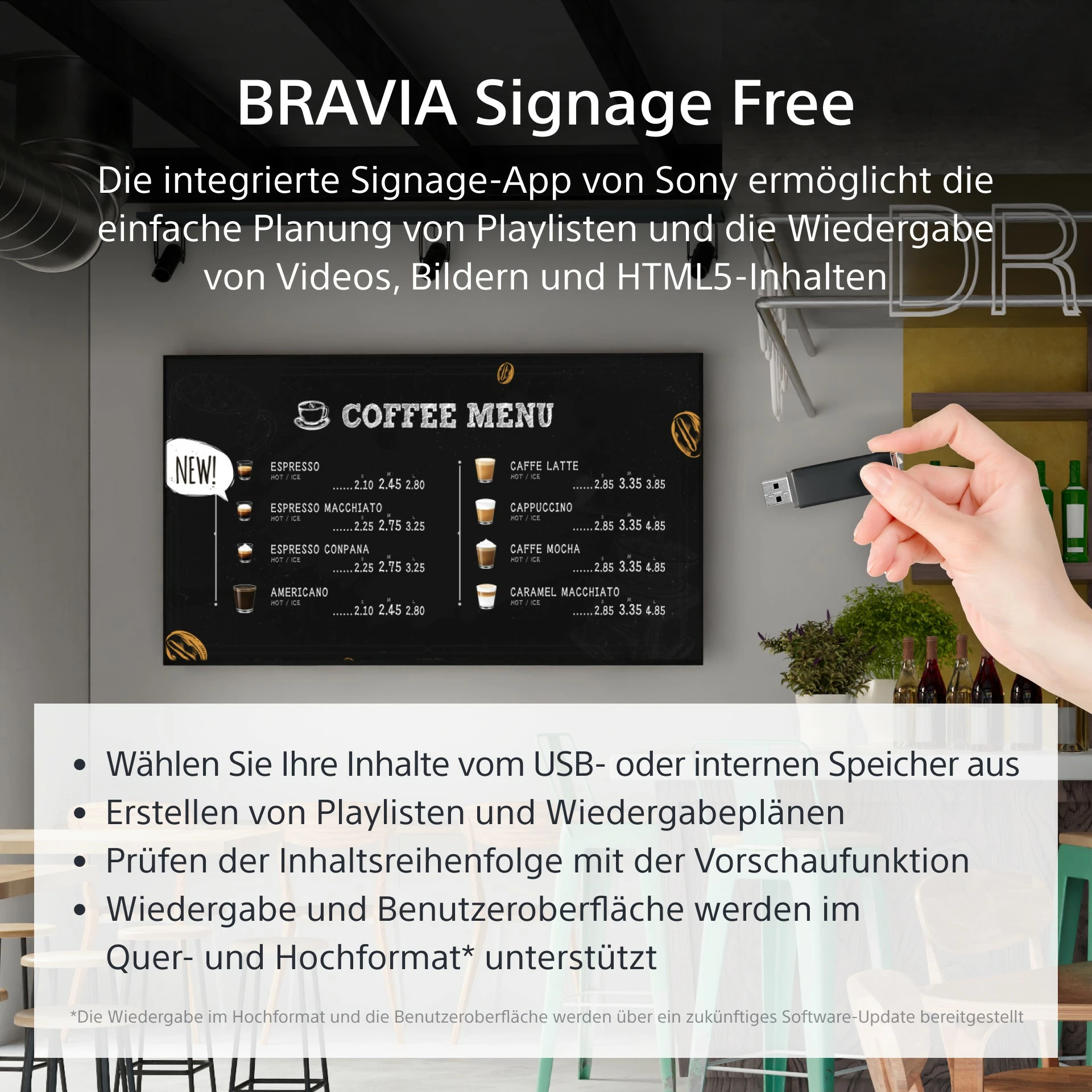 Velik zaslon 4K Ultra HD, 50 inč, Sony FW-50EZ20L, LED, Wi‑Fi, Android