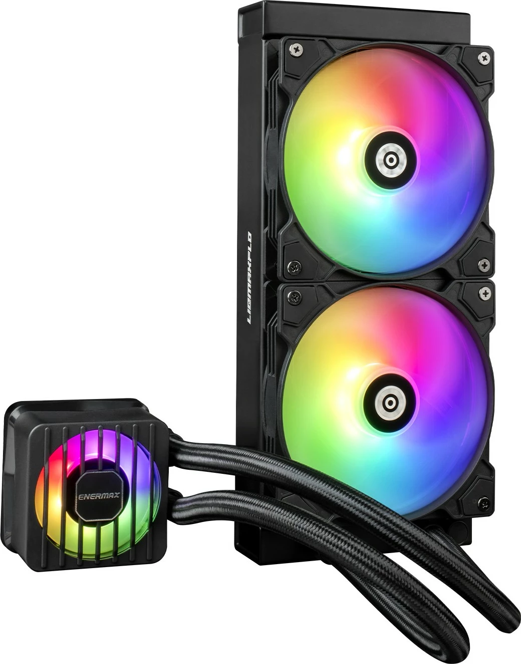 Foteljni vodni hladilnik 240 mm z RGB, Enermax LIQMAXFLO ELC-LMF240-ARGB, črn