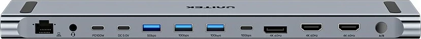 KVM stikalo Unitek, 2x HDMI 4K, 1x DisplayPort, USB-C, PD 100W, sivo
