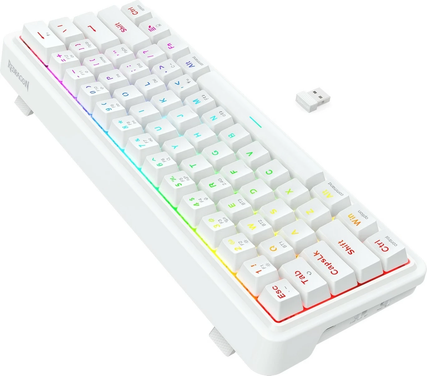 Mehanska tipkovnica Redragon Draconic V2 K730W-RGB-PRO, 60 %, RGB, brezžična/žična, bela