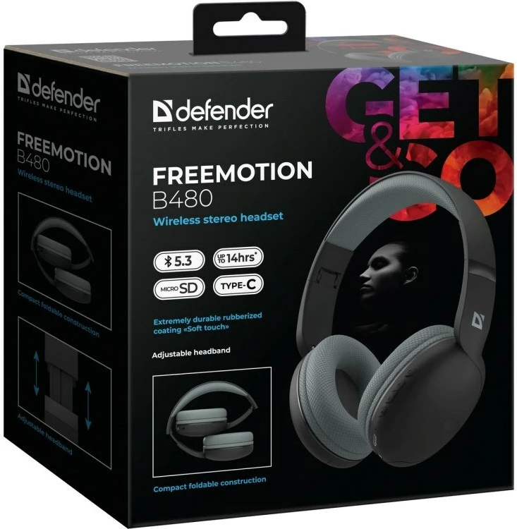 Brezžične slušalke Defender Freemotion B480, Bluetooth, črne