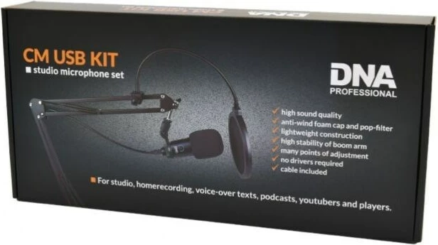 Komplet mikrofonov DNA PROFESSIONAL CM USB KIT, USB, za podcaste, črn