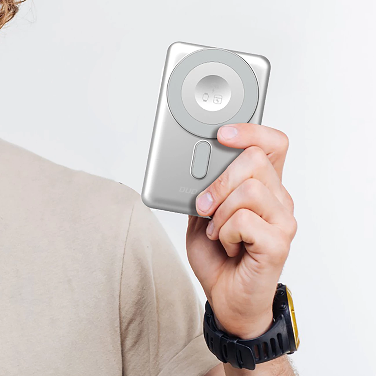 Prenosna baterija 10000 mAh, MagSafe, z metalnim ohišjem, USB-C/Lightning, Dudao K29, srebrna