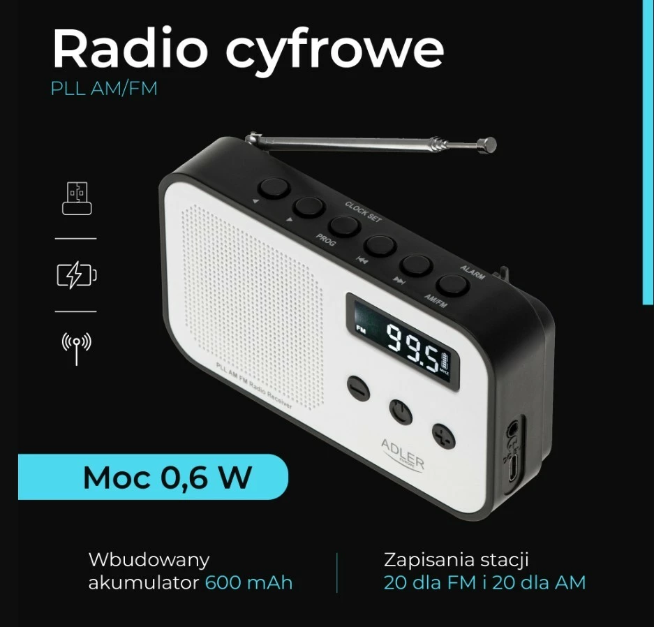 Digitalni radio Adler AD1907 PLL, bel