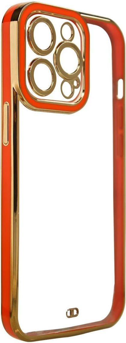 Prozorno ohišje Fashion za Samsung Galaxy A12 5G, Hurtel, z zlato okvirjem in rdečimi detajli