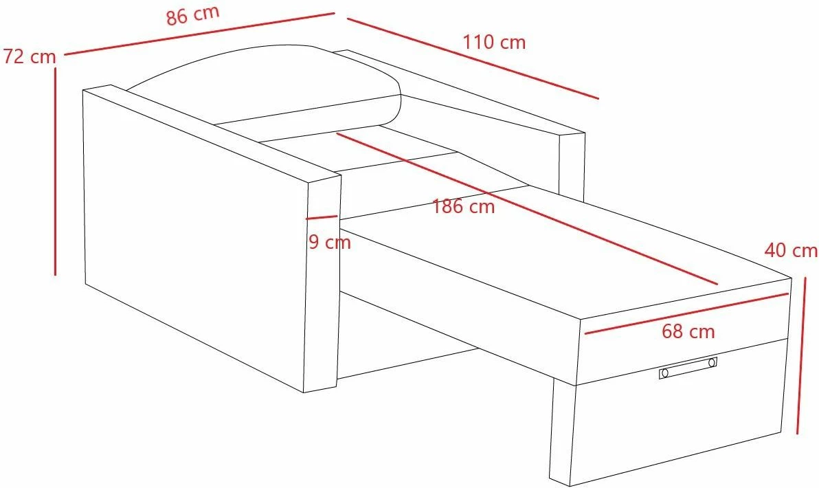 Enosedalna kavč-postelja, Atelier del Sofa Saros, siva