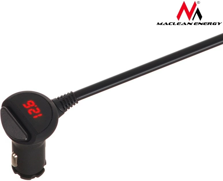 Razdelilec vtičnice vžigalnika Maclean MCE117, 3 izhodi, 2xUSB, voltmeter, črn