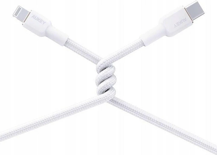 Kabel za polnjenje in prenos podatkov AUKEY CB-NAC1, USB-A v USB-C, 1 m, 60 W, bel