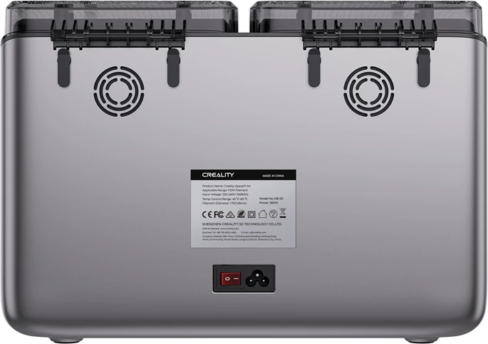 Sušilnik filamenta za 3D tiskalnik, 4 komore, regulacija temperature — Creality SpacePi X4, siv