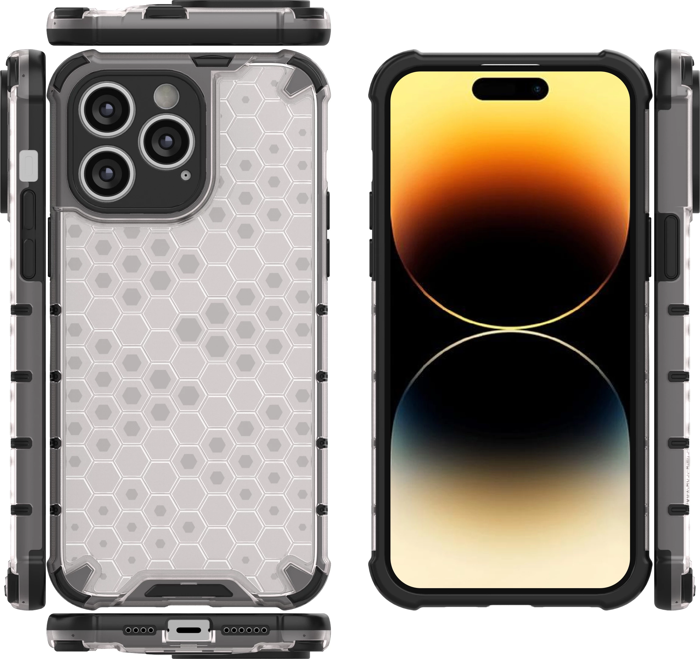 Ovitek Honeycomb Hurtel za iPhone 14 Pro, črn